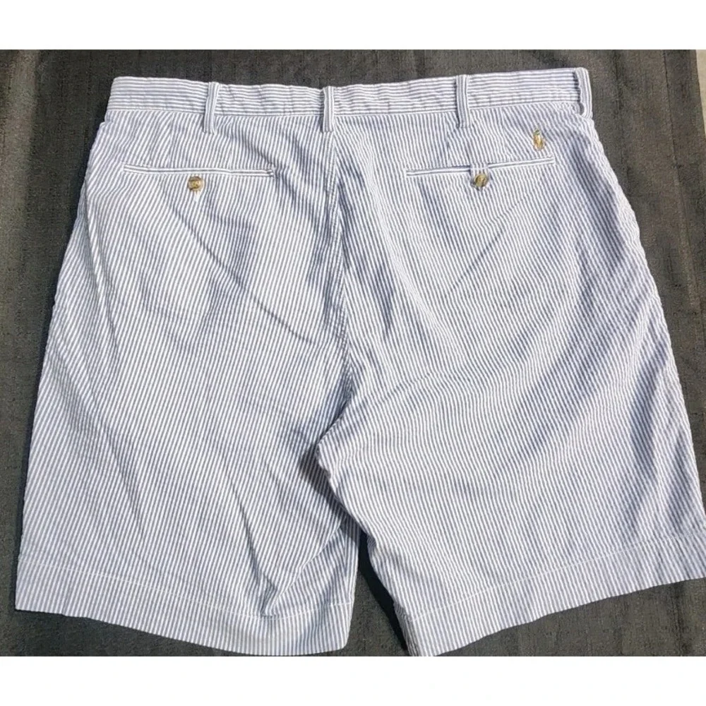 Polo Ralph Lauren Pin Stripe Blue‎ White Shorts Chino Sailer Beach Preppy Sz 38